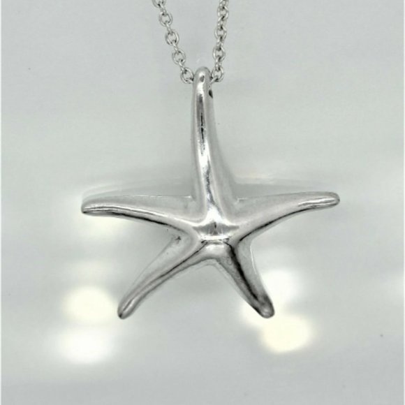 LIKE NEW! Tiffany & Co. Elsa Peretti Sterling Silver Medium Starfish Necklace - Picture 1 of 6